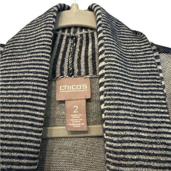 Chico's Blue and Gray Cardigan Sweater Vest Size 2 - Picture 2 of 7